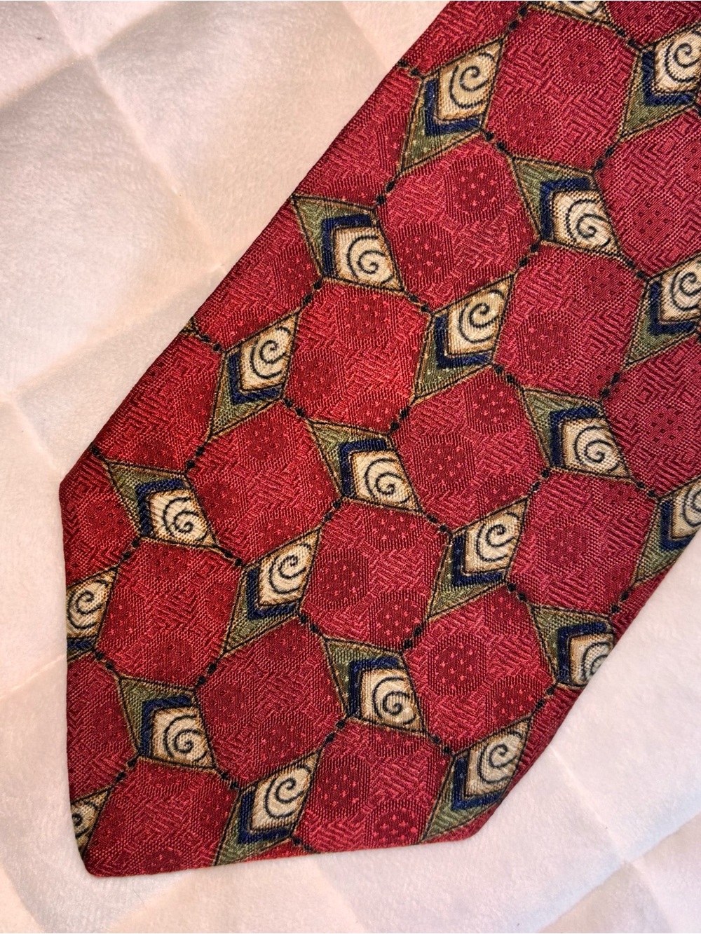 Vintage Joseph A. Banks corporate collection silk tie made USA red print